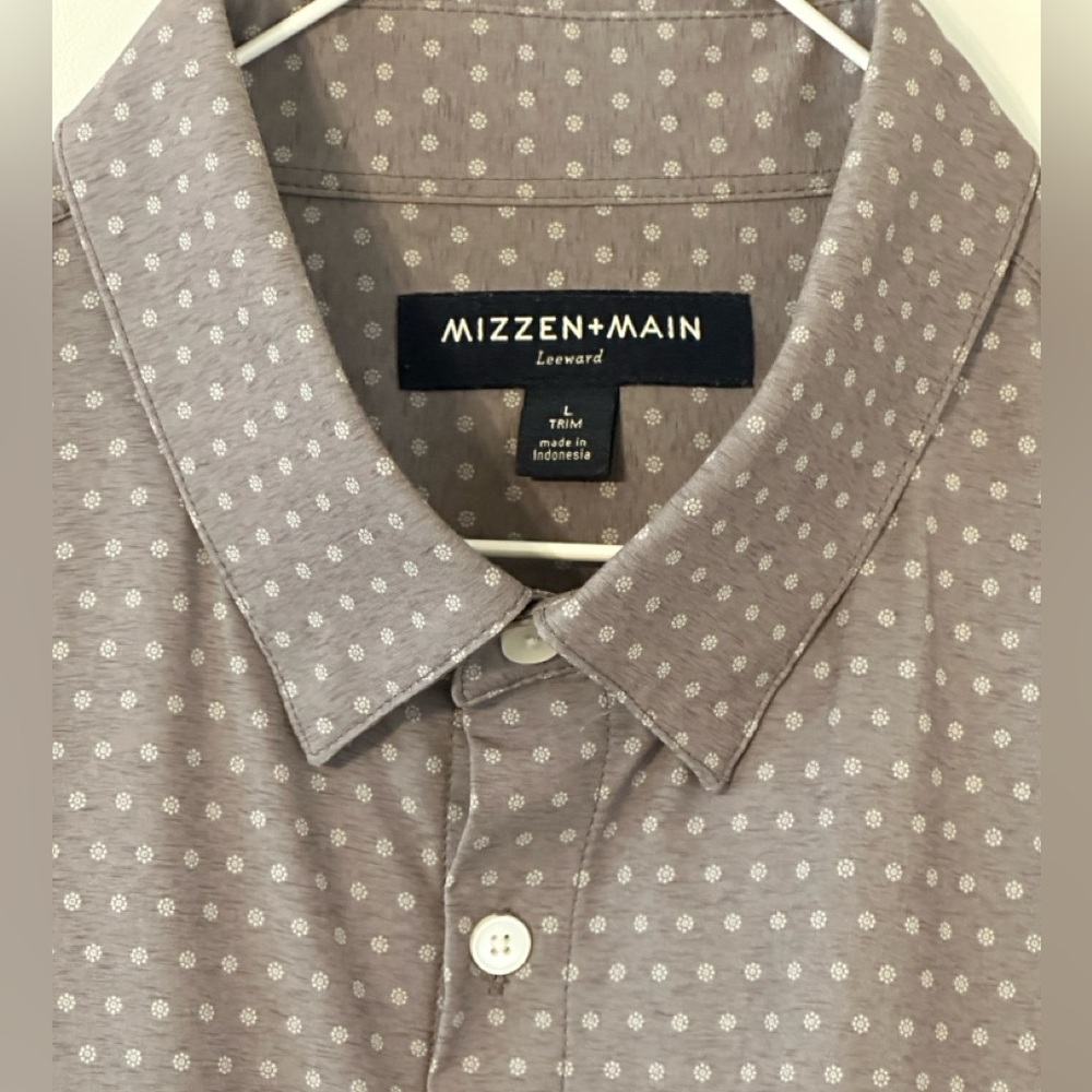 Mizzen+Main Gray Patterned Button-Down Shirt - image 3